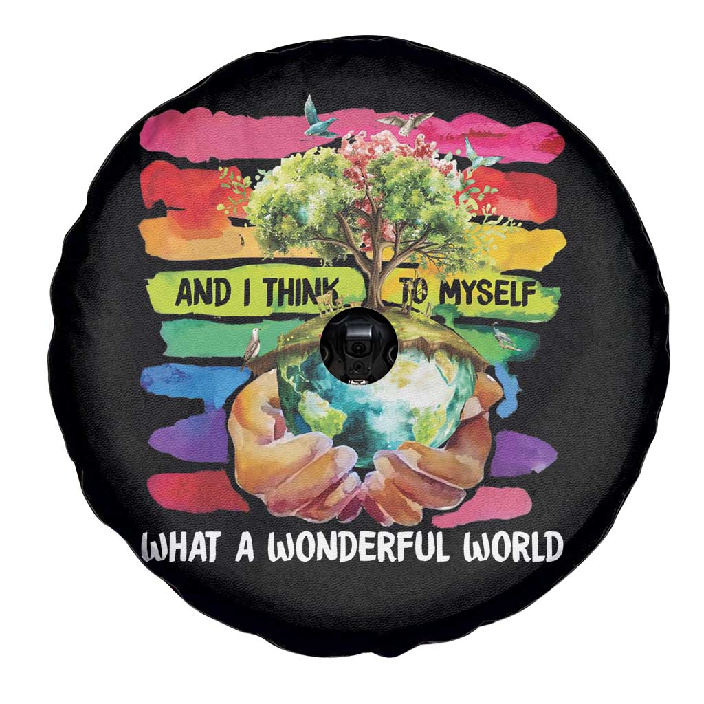 And I Think To Myself What A Wonderful World Earth Day Spare Tire Cover TS11 Print Your Wear