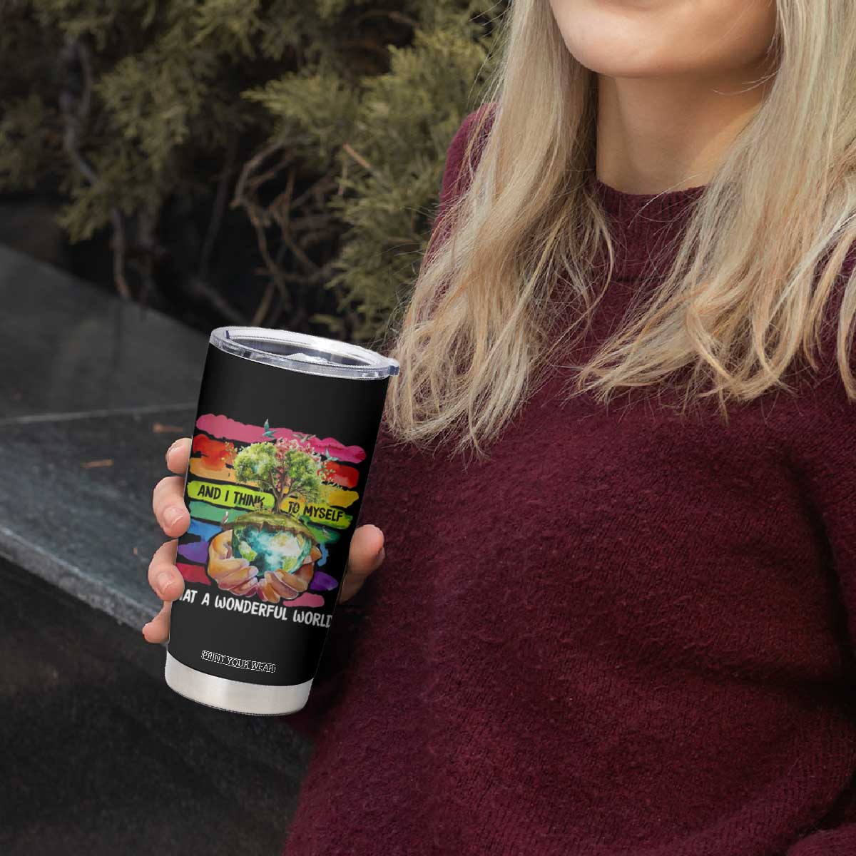 And I Think To Myself What A Wonderful World Earth Day Tumbler Cup TS11 Print Your Wear