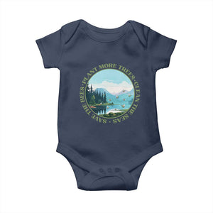 Earth Day Baby Onesie Save The Bees Plant More Trees Clean The Seas TS11 Navy Print Your Wear