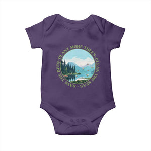 Earth Day Baby Onesie Save The Bees Plant More Trees Clean The Seas TS11 Purple Print Your Wear
