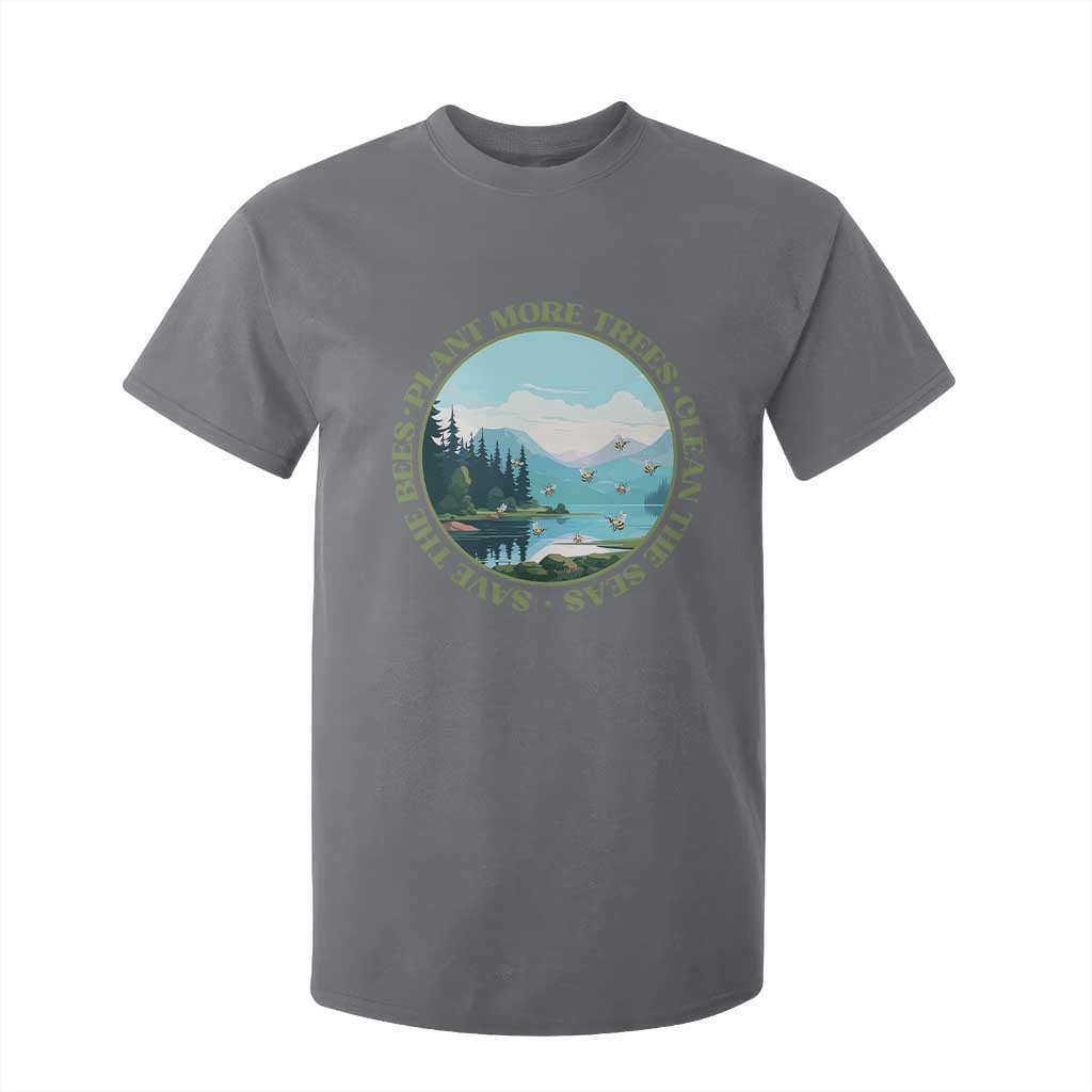 Earth Day T Shirt For Kid Save The Bees Plant More Trees Clean The Seas TS11 Charcoal Print Your Wear