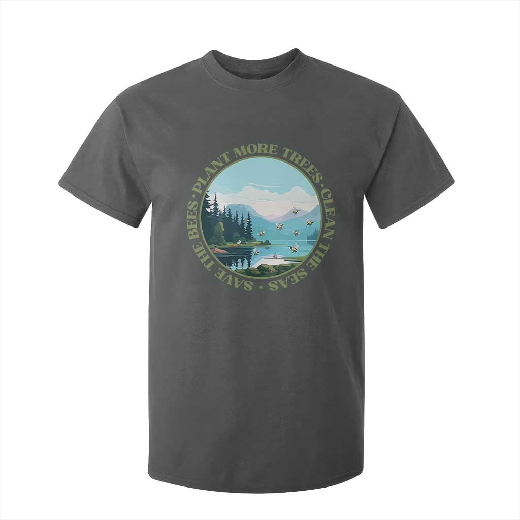 Earth Day T Shirt For Kid Save The Bees Plant More Trees Clean The Seas TS11 Dark Heather Print Your Wear