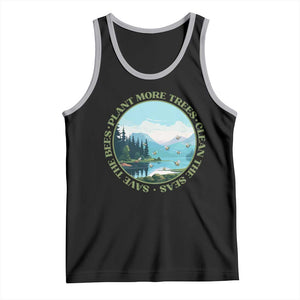 Earth Day Tank Top Save The Bees Plant More Trees Clean The Seas TS11 Black Athletic Heather Print Your Wear