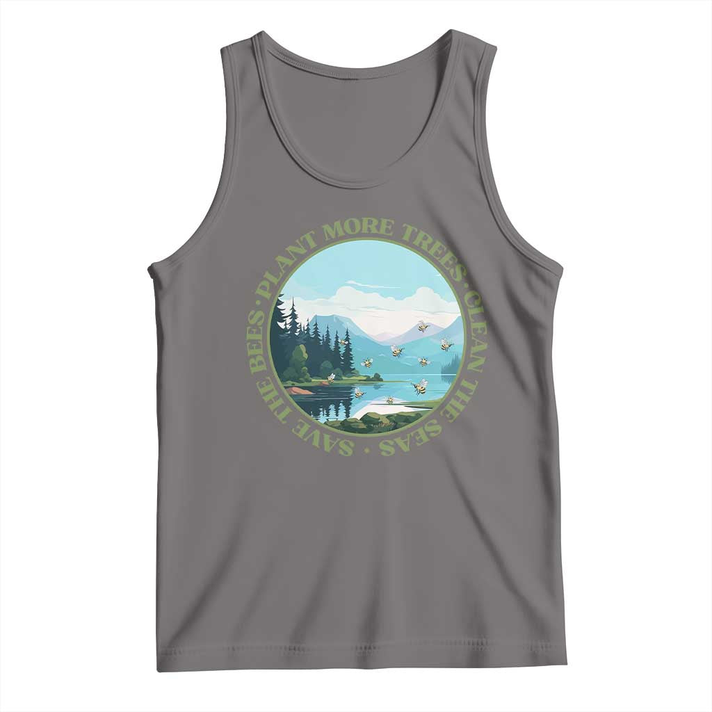 Earth Day Tank Top Save The Bees Plant More Trees Clean The Seas TS11 Deep Heather Print Your Wear
