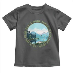 Earth Day Toddler T Shirt Save The Bees Plant More Trees Clean The Seas TS11 Dark Heather Print Your Wear