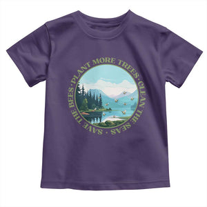 Earth Day Toddler T Shirt Save The Bees Plant More Trees Clean The Seas TS11 Purple Print Your Wear