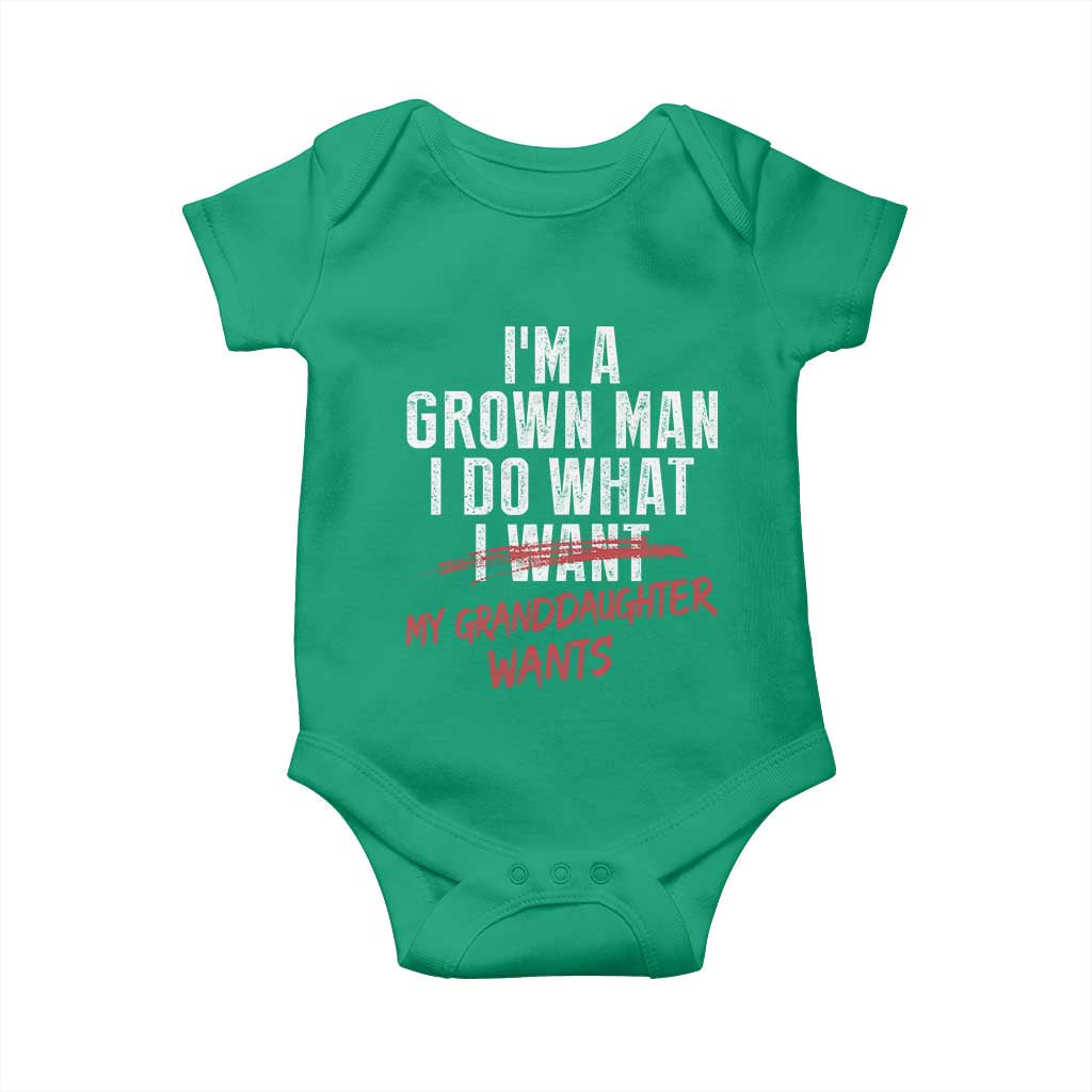 Girl Grandpa Baby Onesie Funny I Am A Grown Man I Do What My Granddaughter Wants TS11 Irish Green Print Your Wear