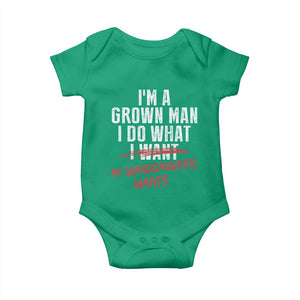 Girl Grandpa Baby Onesie Funny I Am A Grown Man I Do What My Granddaughter Wants TS11 Irish Green Print Your Wear