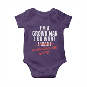 Girl Grandpa Baby Onesie Funny I Am A Grown Man I Do What My Granddaughter Wants TS11 Purple Print Your Wear