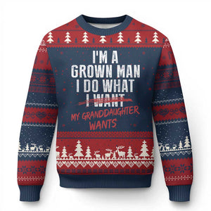 Girl Grandpa Ugly Christmas Sweater Funny I Am A Grown Man I Do What My Granddaughter Wants TS11 Navy Red Print Your Wear