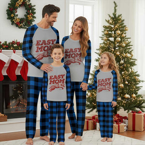 Easy Tiger Mom Plaid Pajama Set Vintage Boho Distressed Aesthetic Mother's Day Gifts TS11 Blue Plaid Print Your Wear