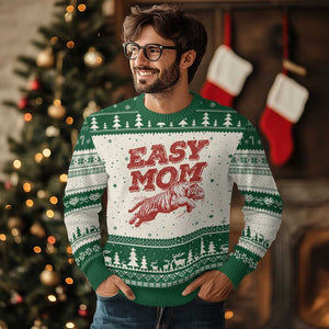 Easy Tiger Mom Ugly Christmas Sweater Vintage Boho Distressed Aesthetic Mother's Day Gifts TS11 Beige Green Print Your Wear