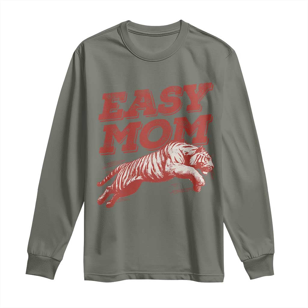 Easy Tiger Mom Long Sleeve Shirt Vintage Boho Distressed Aesthetic Mother's Day Gifts TS11 Military Green Print Your Wear