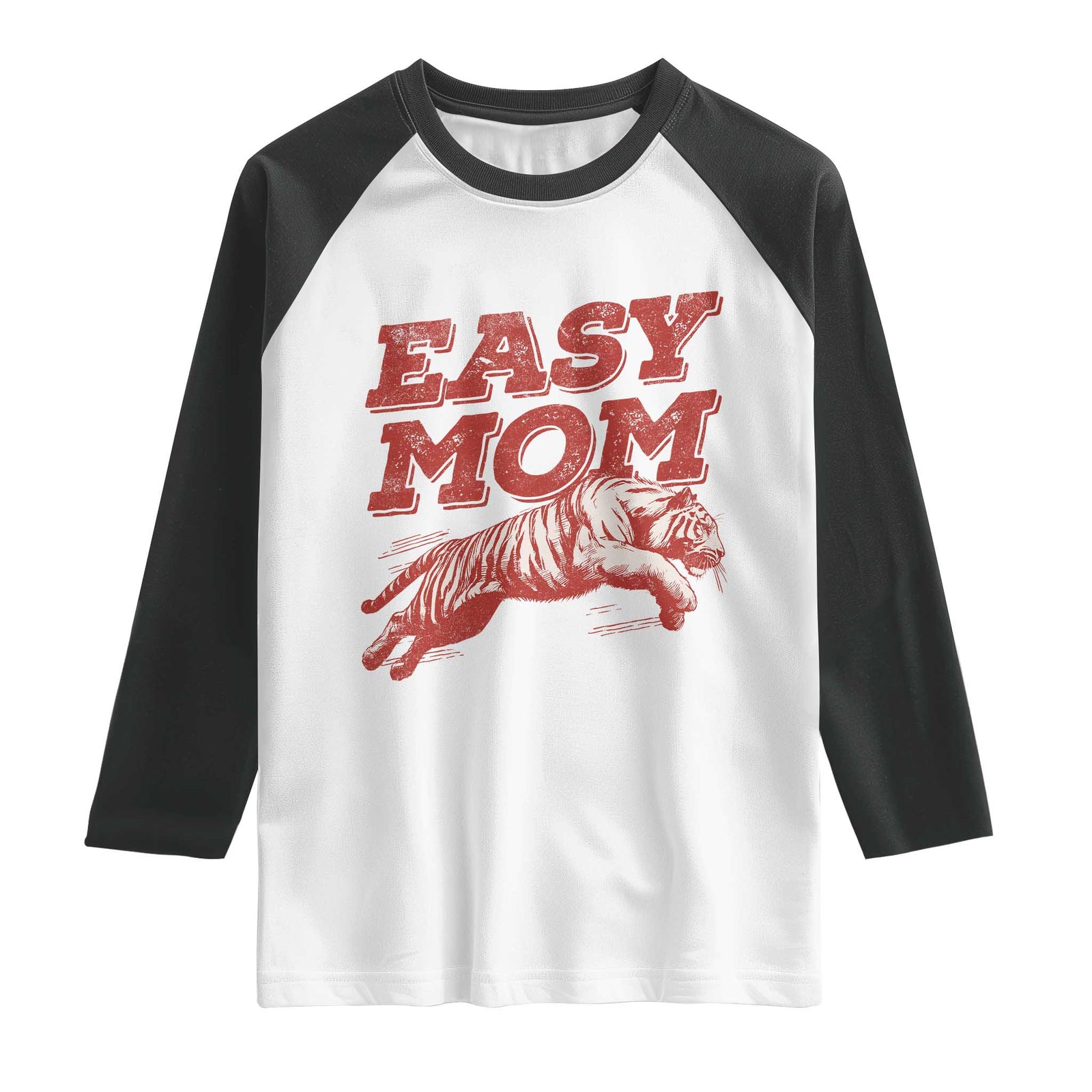 Easy Tiger Mom Raglan Shirt Vintage Boho Distressed Aesthetic Mother's Day Gifts TS11 White Black Print Your Wear