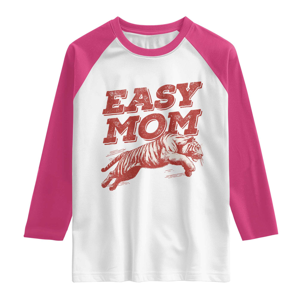 Easy Tiger Mom Raglan Shirt Vintage Boho Distressed Aesthetic Mother's Day Gifts TS11 White Heliconia Print Your Wear