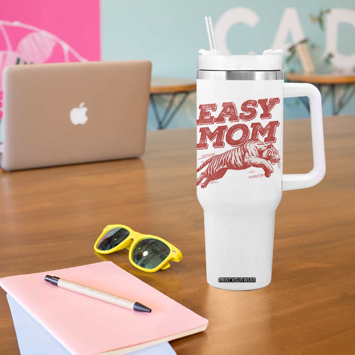 Easy Tiger Mom Tumbler With Handle Vintage Boho Distressed Aesthetic Mother's Day Gifts TS11 Print Your Wear