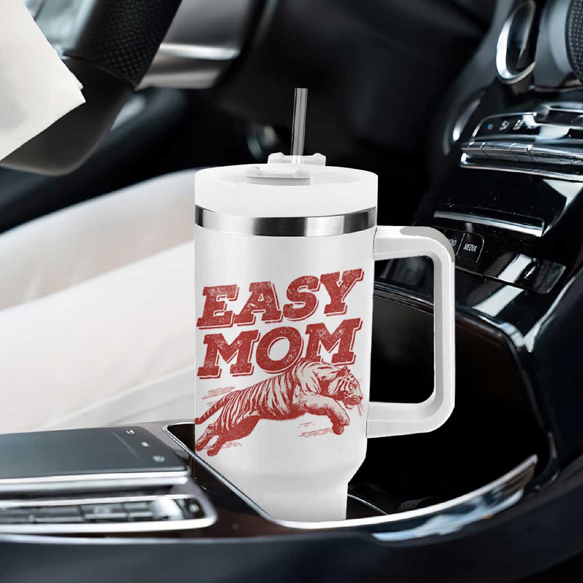 Easy Tiger Mom Tumbler With Handle Vintage Boho Distressed Aesthetic Mother's Day Gifts TS11 Print Your Wear