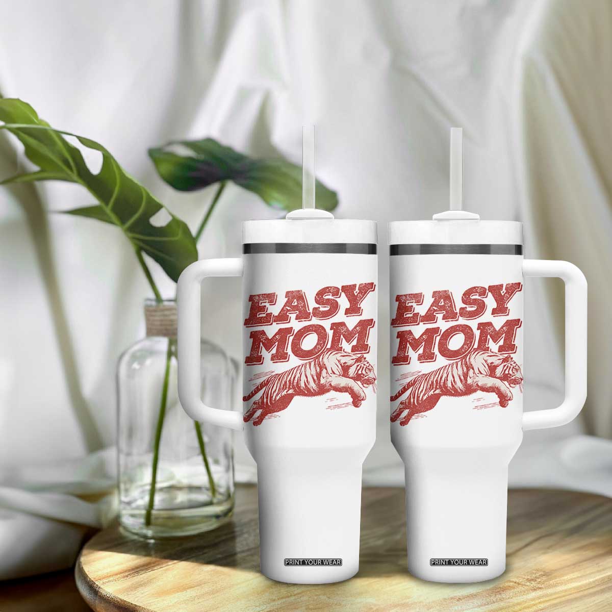 Easy Tiger Mom Tumbler With Handle Vintage Boho Distressed Aesthetic Mother's Day Gifts TS11 Print Your Wear