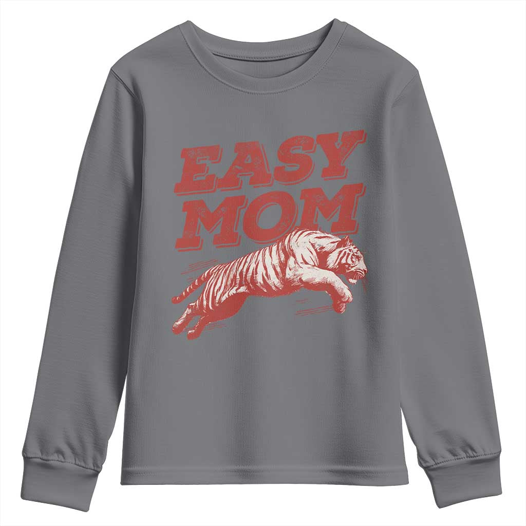 Easy Tiger Mom Youth Sweatshirt Vintage Boho Distressed Aesthetic Mother's Day Gifts TS11 Charcoal Print Your Wear