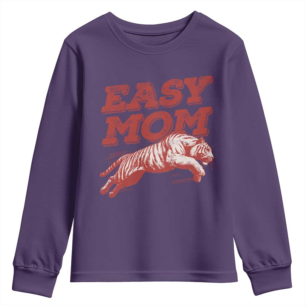 Easy Tiger Mom Youth Sweatshirt Vintage Boho Distressed Aesthetic Mother's Day Gifts TS11 Purple Print Your Wear
