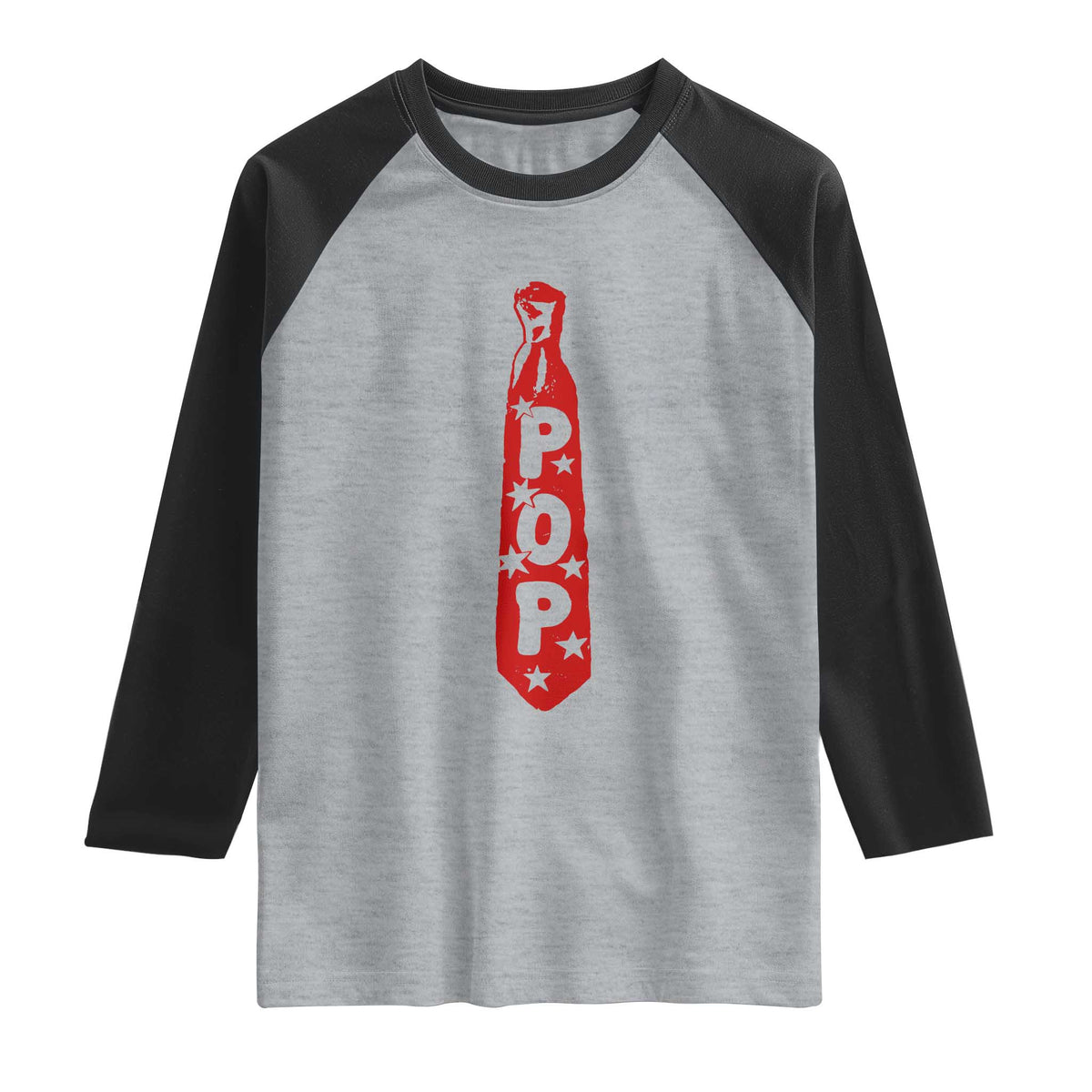 Pop Tie Star Dad Music Lover Fathers Day Raglan Shirt TS11 Heather Gray Black Print Your Wear