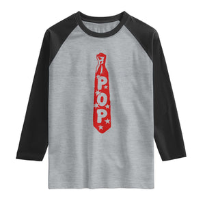 Pop Tie Star Dad Music Lover Fathers Day Raglan Shirt TS11 Heather Gray Black Print Your Wear