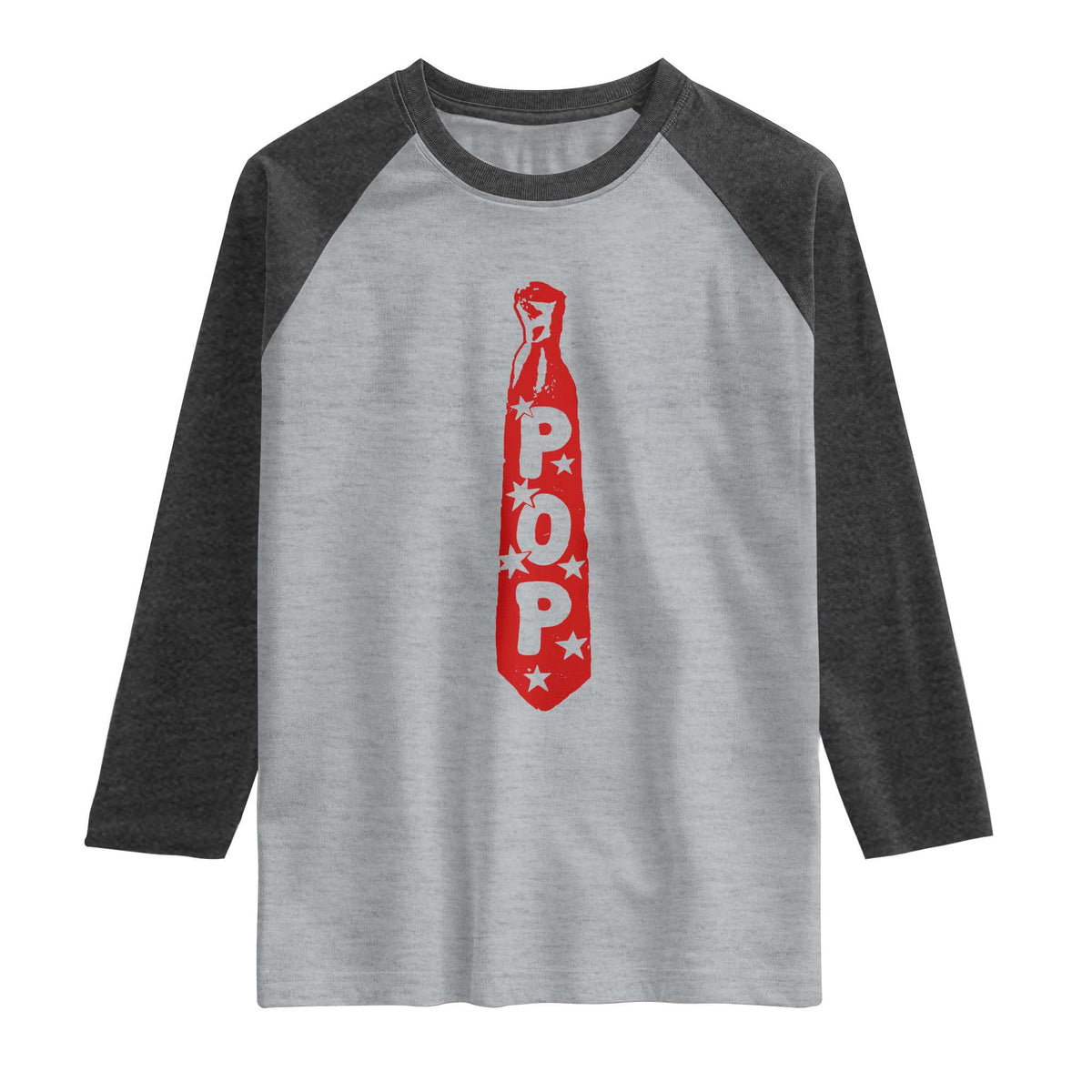 Pop Tie Star Dad Music Lover Fathers Day Raglan Shirt TS11 Heather Gray Heather Charcoal Print Your Wear