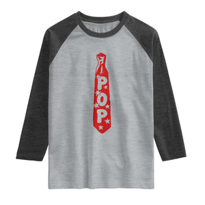 Pop Tie Star Dad Music Lover Fathers Day Raglan Shirt TS11 Heather Gray Heather Charcoal Print Your Wear