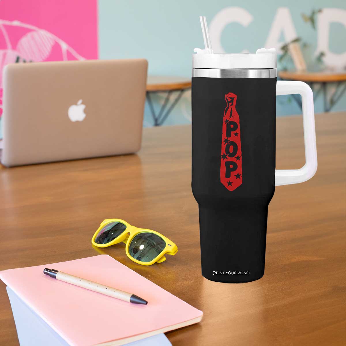 Pop Tie Star Dad Music Lover Fathers Day Tumbler With Handle TS11 Print Your Wear