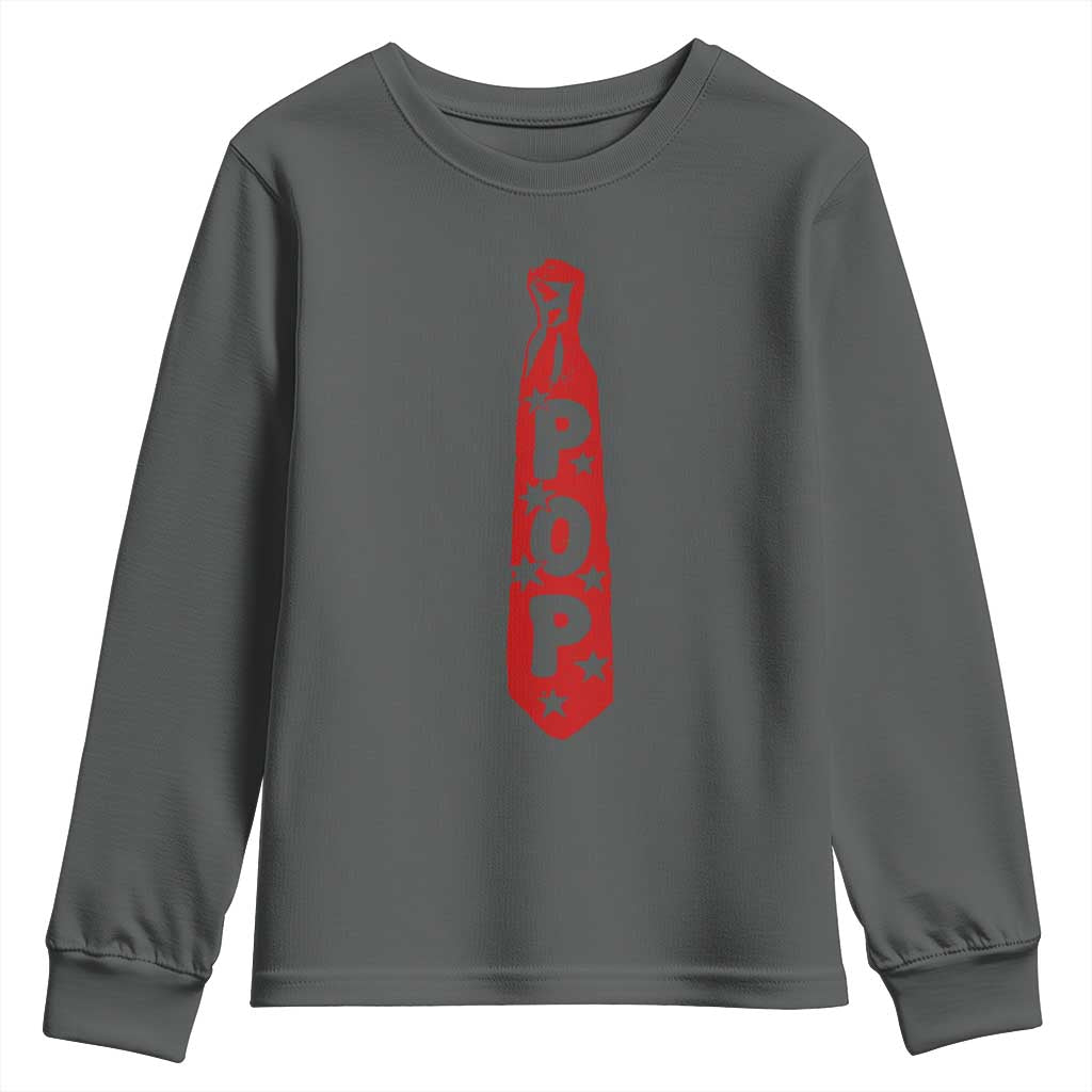 Pop Tie Star Dad Music Lover Fathers Day Youth Sweatshirt TS11 Dark Heather Print Your Wear