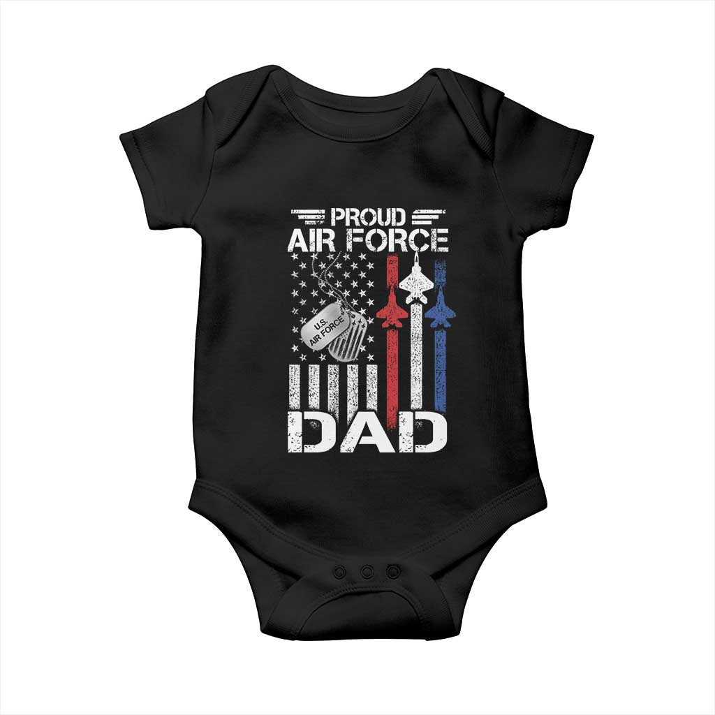 Proud Air Force Dad Baby Onesie Military Army Father Vintage American Flag TS11 Black Print Your Wear