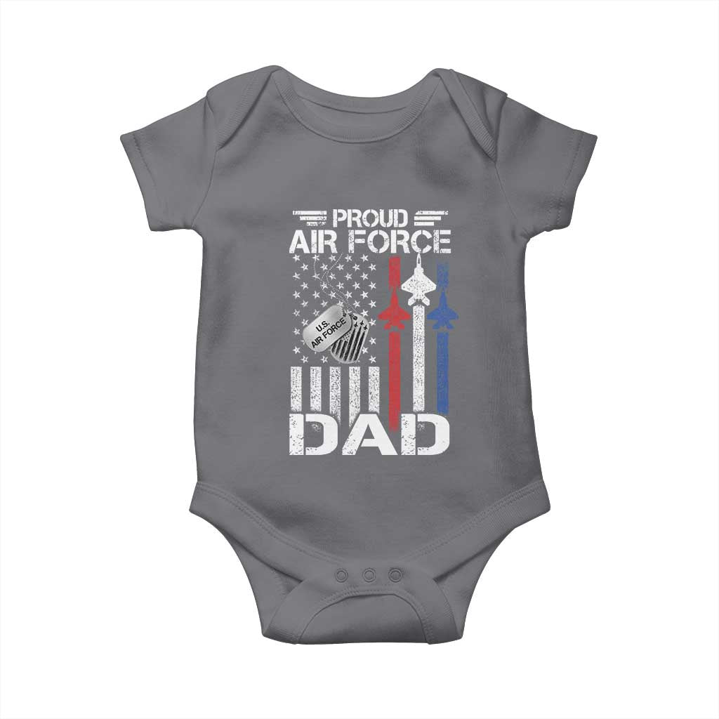 Proud Air Force Dad Baby Onesie Military Army Father Vintage American Flag TS11 Charcoal Print Your Wear