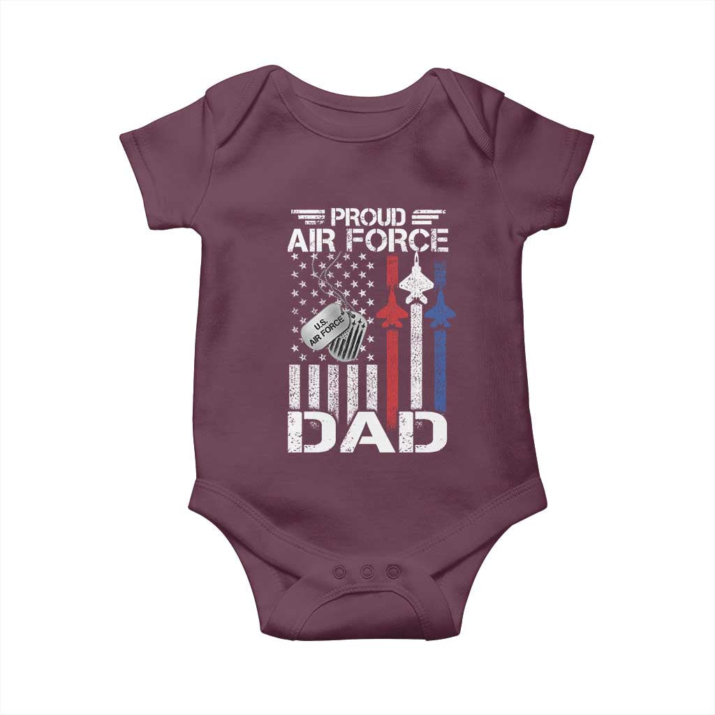 Proud Air Force Dad Baby Onesie Military Army Father Vintage American Flag TS11 Maroon Print Your Wear