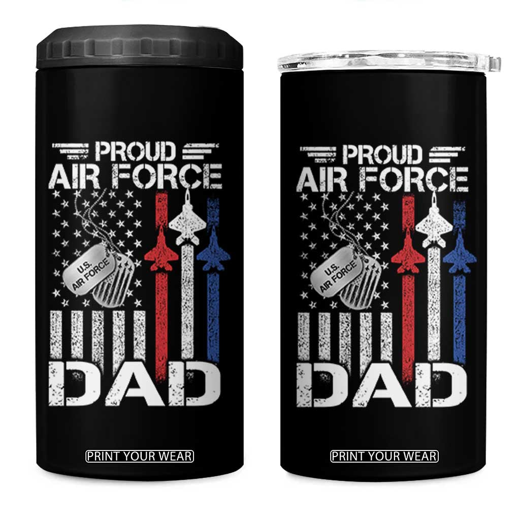 Proud Air Force Dad 4 in 1 Can Cooler Tumbler Military Army Father Vintage American Flag TS11 One Size: 16 oz Black Print Your Wear