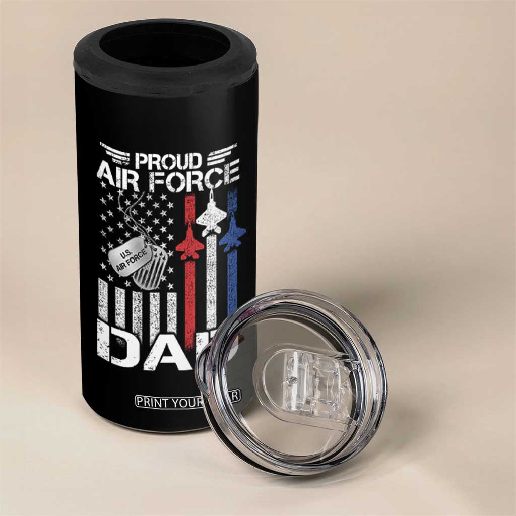 Proud Air Force Dad 4 in 1 Can Cooler Tumbler Military Army Father Vintage American Flag TS11 Print Your Wear