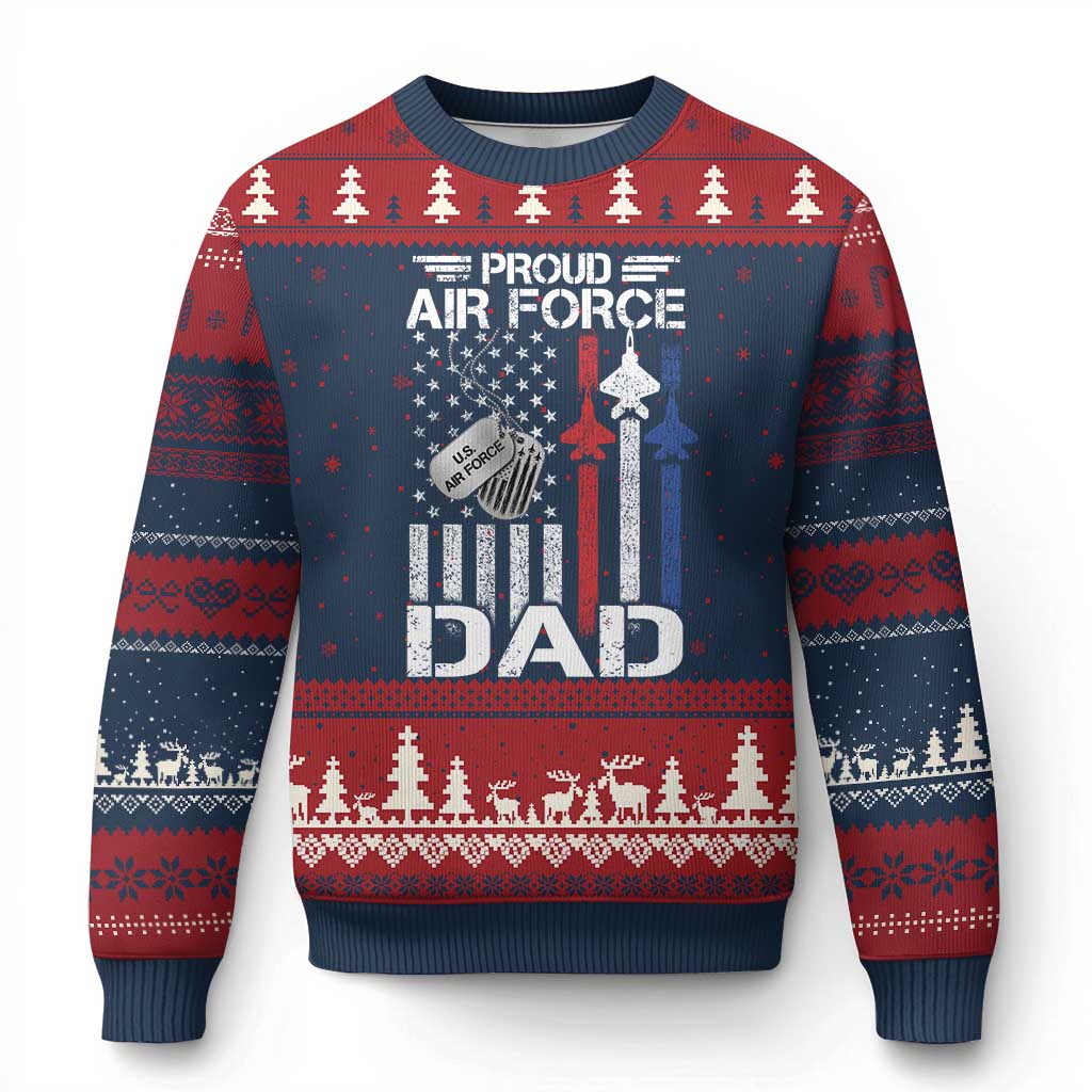 Proud Air Force Dad Ugly Christmas Sweater Military Army Father Vintage American Flag TS11 Navy Red Print Your Wear