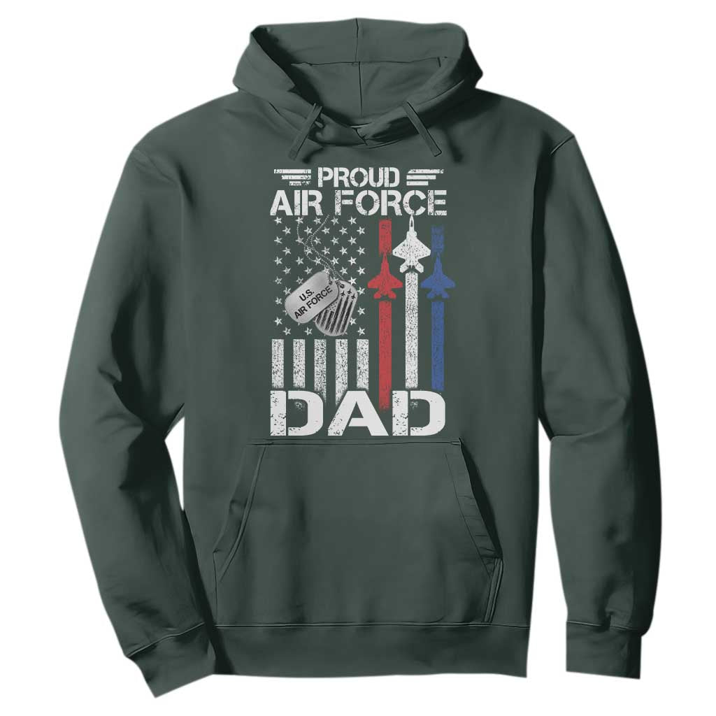 Proud Air Force Dad Hoodie Military Army Father Vintage American Flag TS11 Dark Forest Green Print Your Wear