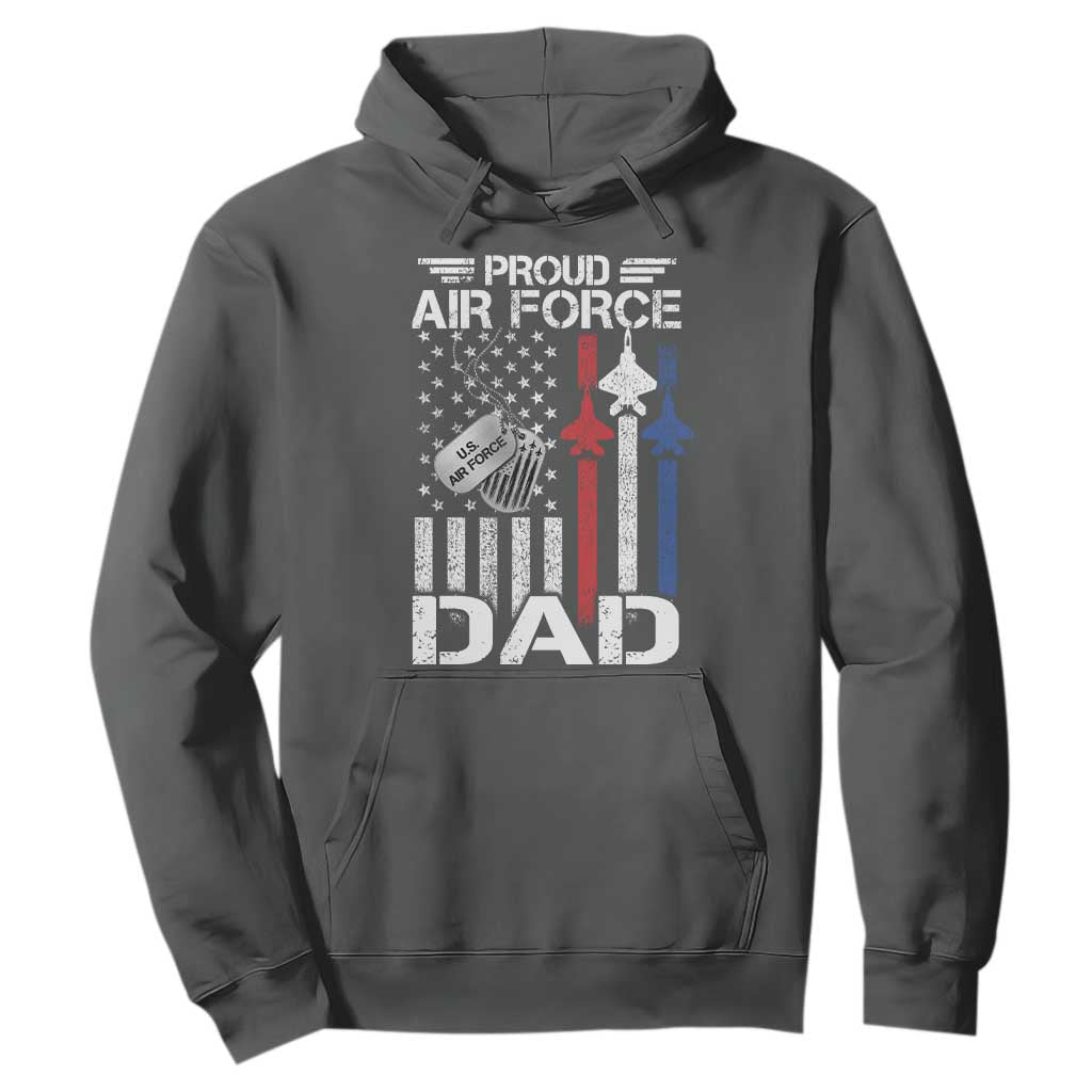 Proud Air Force Dad Hoodie Military Army Father Vintage American Flag TS11 Dark Heather Print Your Wear