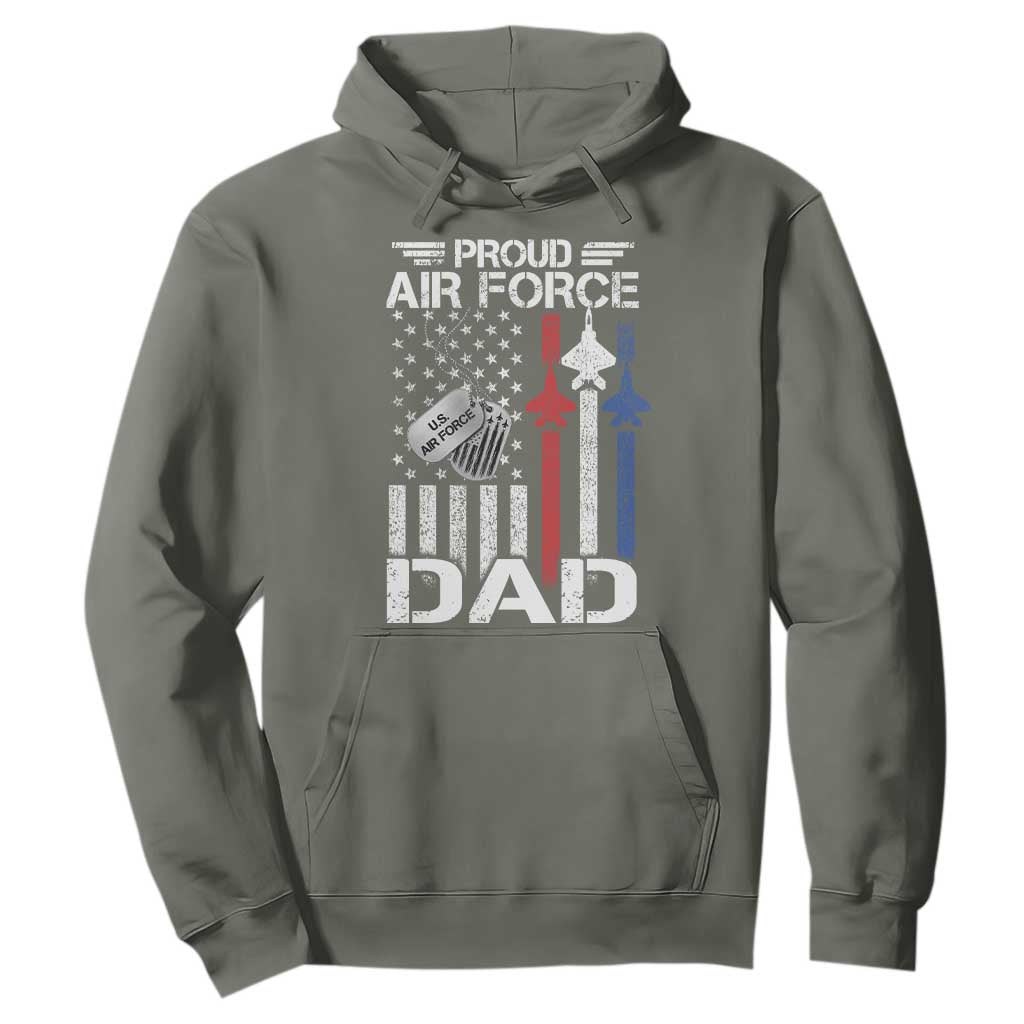 Proud Air Force Dad Hoodie Military Army Father Vintage American Flag TS11 Military Green Print Your Wear