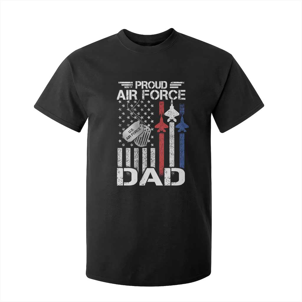 Proud Air Force Dad T Shirt For Kid Military Army Father Vintage American Flag TS11 Black Print Your Wear