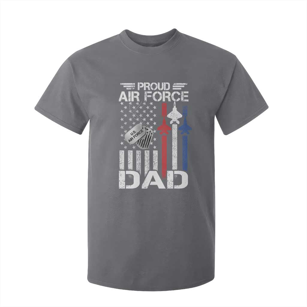 Proud Air Force Dad T Shirt For Kid Military Army Father Vintage American Flag TS11 Charcoal Print Your Wear