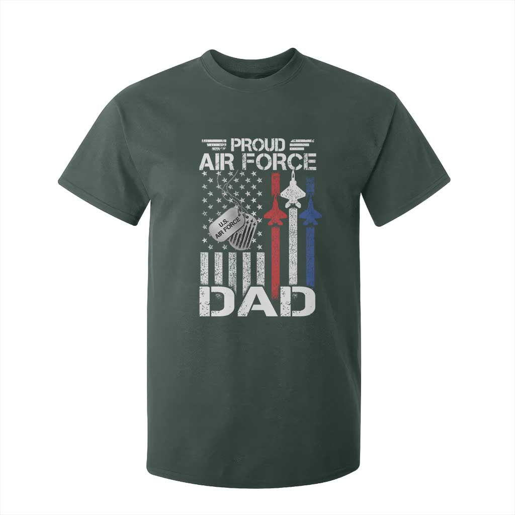 Proud Air Force Dad T Shirt For Kid Military Army Father Vintage American Flag TS11 Dark Forest Green Print Your Wear