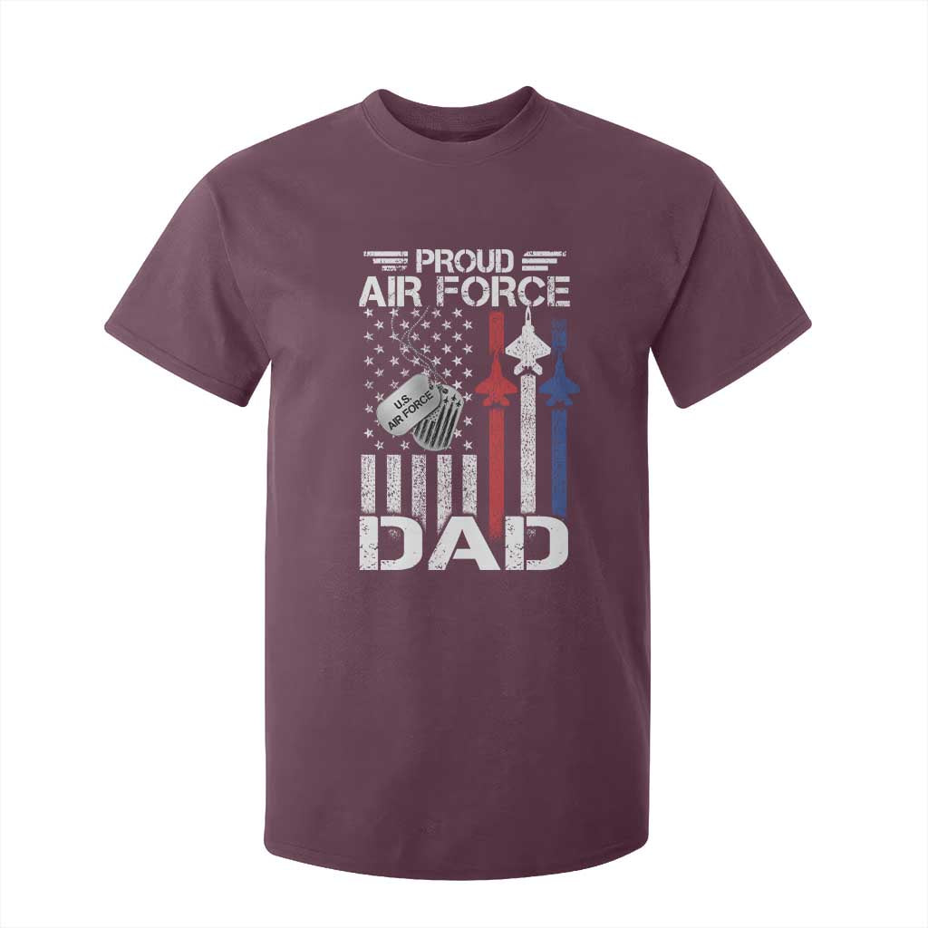 Proud Air Force Dad T Shirt For Kid Military Army Father Vintage American Flag TS11 Maroon Print Your Wear
