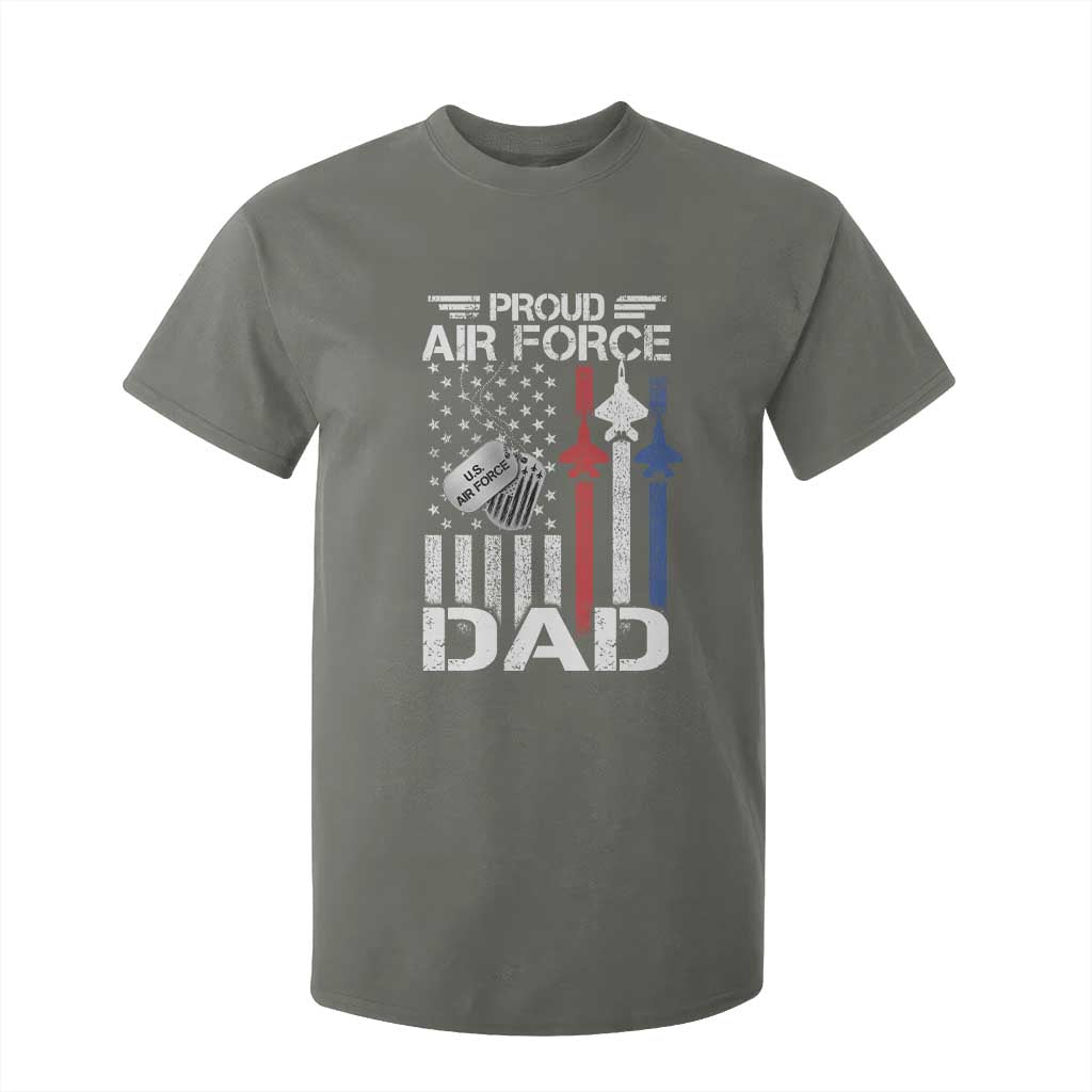 Proud Air Force Dad T Shirt For Kid Military Army Father Vintage American Flag TS11 Military Green Print Your Wear