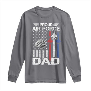 Proud Air Force Dad Long Sleeve Shirt Military Army Father Vintage American Flag TS11 Charcoal Print Your Wear