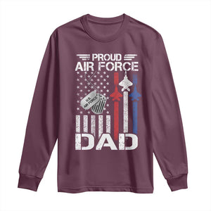 Proud Air Force Dad Long Sleeve Shirt Military Army Father Vintage American Flag TS11 Maroon Print Your Wear