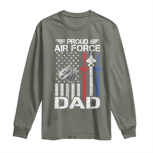 Proud Air Force Dad Long Sleeve Shirt Military Army Father Vintage American Flag TS11 Military Green Print Your Wear