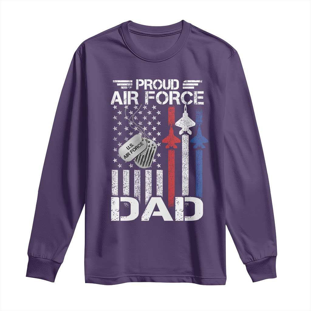 Proud Air Force Dad Long Sleeve Shirt Military Army Father Vintage American Flag TS11 Purple Print Your Wear