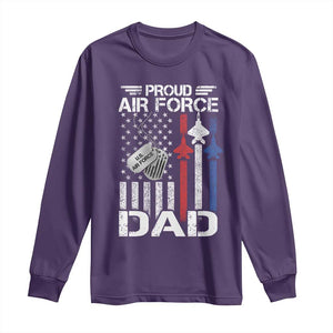 Proud Air Force Dad Long Sleeve Shirt Military Army Father Vintage American Flag TS11 Purple Print Your Wear