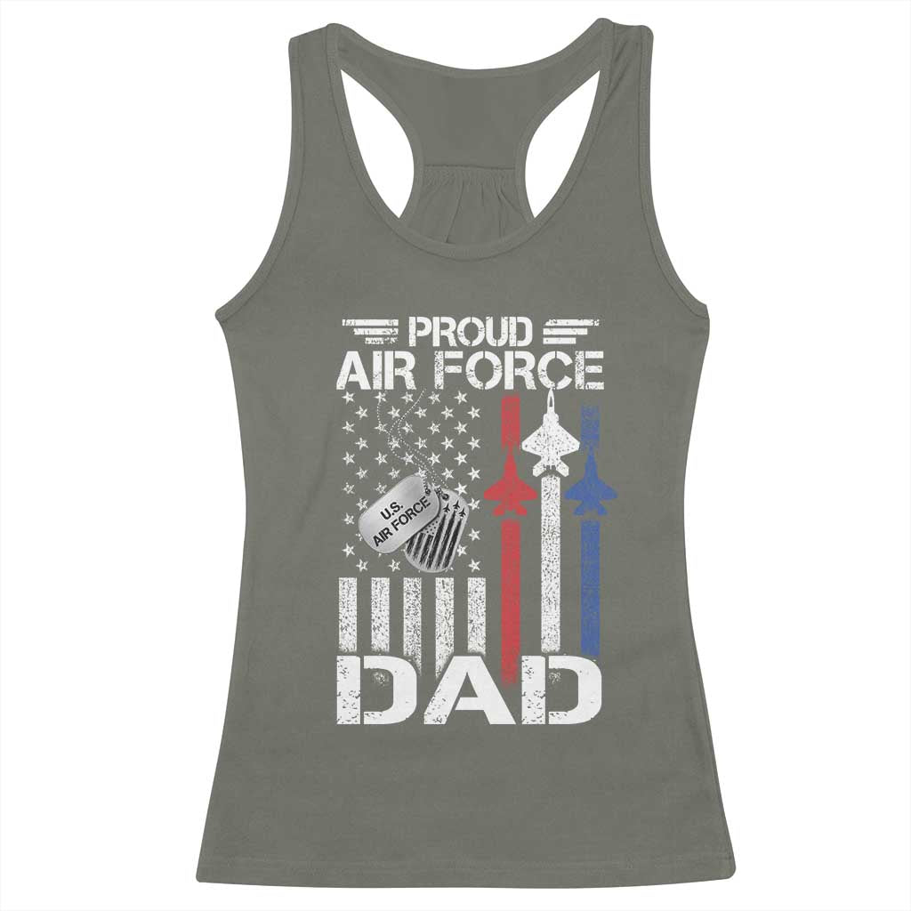 Proud Air Force Dad Racerback Tank Top Military Army Father Vintage American Flag TS11 Military Green Print Your Wear